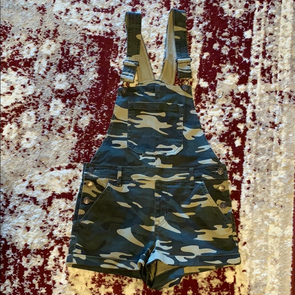 Camo shorts overalls